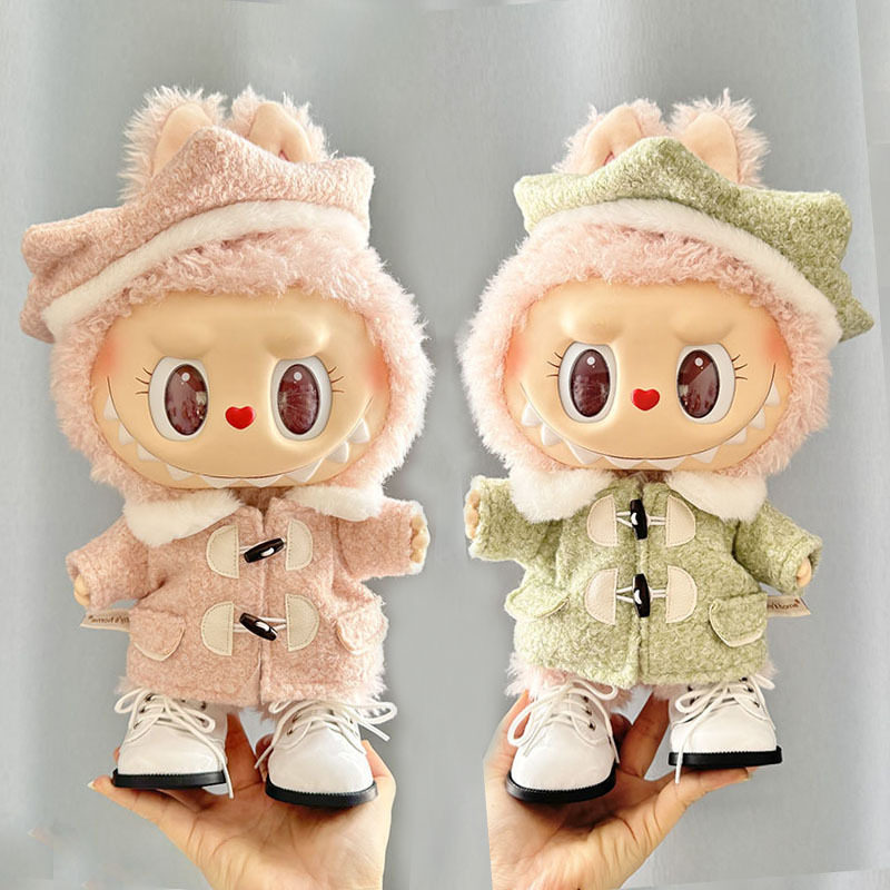 38cm拉布布毛绒娃娃衣服Labubu公仔MOKOKO六角贝帽呢衣套装可爱,模玩/动漫/周边/娃圈三坑/桌游,潮玩娃衣,淘宝优惠券,粉丝福利购,淘宝优惠卷