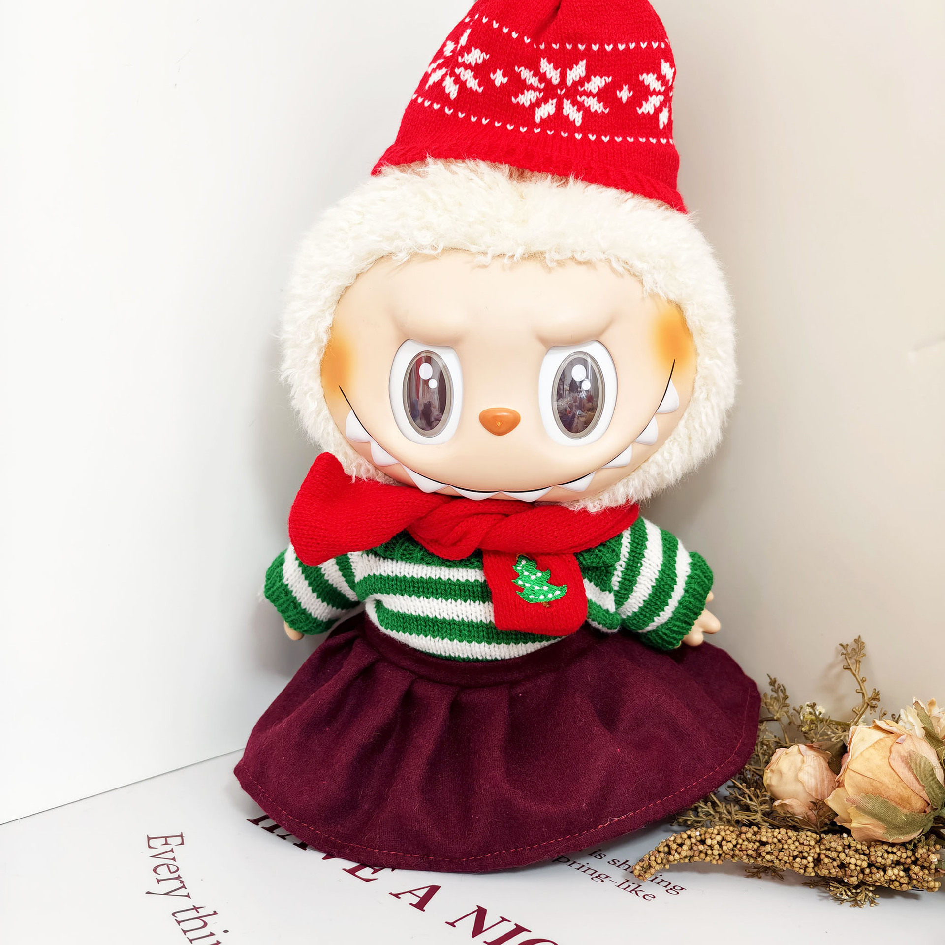 38cm拉布布公仔衣服条纹圣诞树毛衣套装labubu娃衣雪花帽新年着替,模玩/动漫/周边/娃圈三坑/桌游,潮玩娃衣,淘宝优惠券,粉丝福利购,淘宝优惠卷