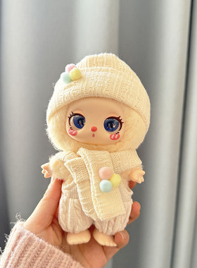 仅售娃衣】16cm莉拉LUKY CAT挂件玩偶裙子毛绒娃娃衣冬日彩球帽装