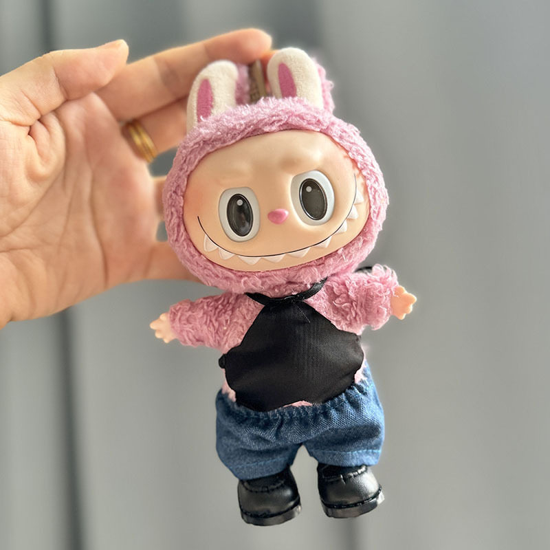 仅衣服】17cm挂件拉布布着替钥匙扣Labubu公仔衣服黑色星星诱惑,模玩/动漫/周边/娃圈三坑/桌游,潮玩娃衣,淘宝优惠券,粉丝福利购,淘宝优惠卷