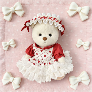 仅娃衣】中号30cm丽娜熊玩偶娃衣服泰迪小熊公仔着替赤心蕾丝裙