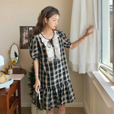 现货夏季中长款格子连衣裙235-K16-P105-控158，女装连衣裙，金十上