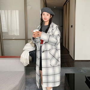 新款现货  手缝复古格子双面羊绒大衣235-336-P285-控398图片