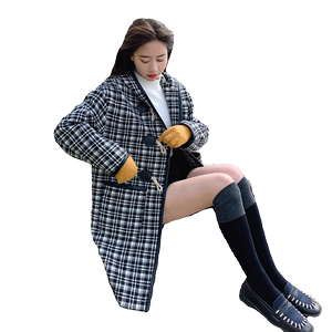 【现货】  包边黑白格子毛呢外套235-9915-P185-控268图片