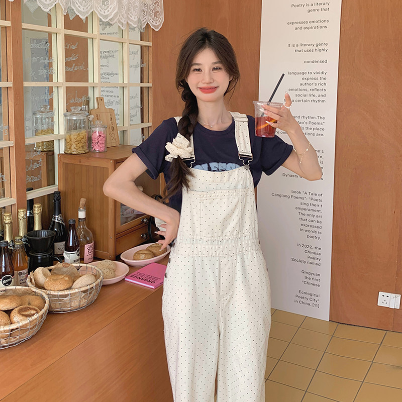 新款现货波点减龄背带裤235-M2406-P115-控168,女装连体裤,金十上