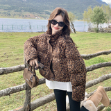 新款小个子豹纹立领羽绒服外套235-2559-P295-控428，女装羽绒服，金十上