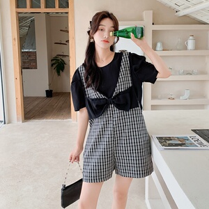 现货    夏季减龄格子蝴蝶结连体裤两件套235-K30-P125-控178图片