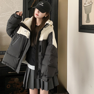 【现货】90绒宽松撞色印花羽绒服外套235-365-P275-控398图片