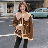 【新款现货】大翻领羊羔毛皮毛一体外套235-2452-P185-控278，女装毛呢外套，金十上