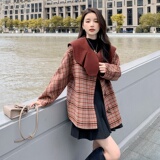【现货】双面羊绒短款格子外套235-9912-P275-控398，女装毛呢外套，金十上