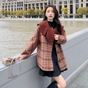 【现货】   双面羊绒短款格子外套235-9912-P275-控398图片