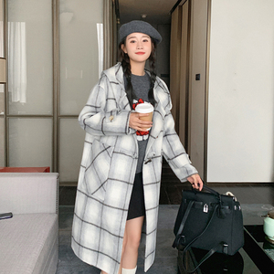 新款现货 手缝复古格子双面羊绒大衣235-336-P285-控398图片