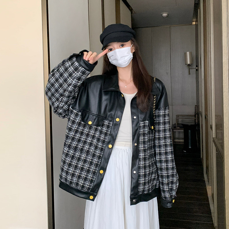 新款现货设计感小香风撞皮短外套235-325-P145-控198,女装短外套,金十上