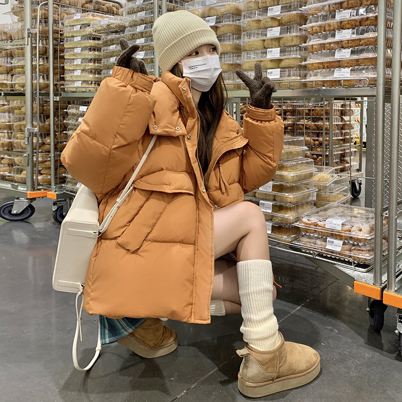 韩版短款连帽减龄羽绒服女2023冬季新款加厚显瘦面包服白鸭绒外套,女装棉衣/棉服,金十上