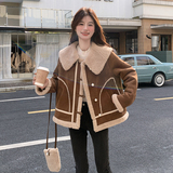 【新款现货】大翻领羊羔毛皮毛一体外套235-2452-P185-控278，女装毛呢外套，金十上