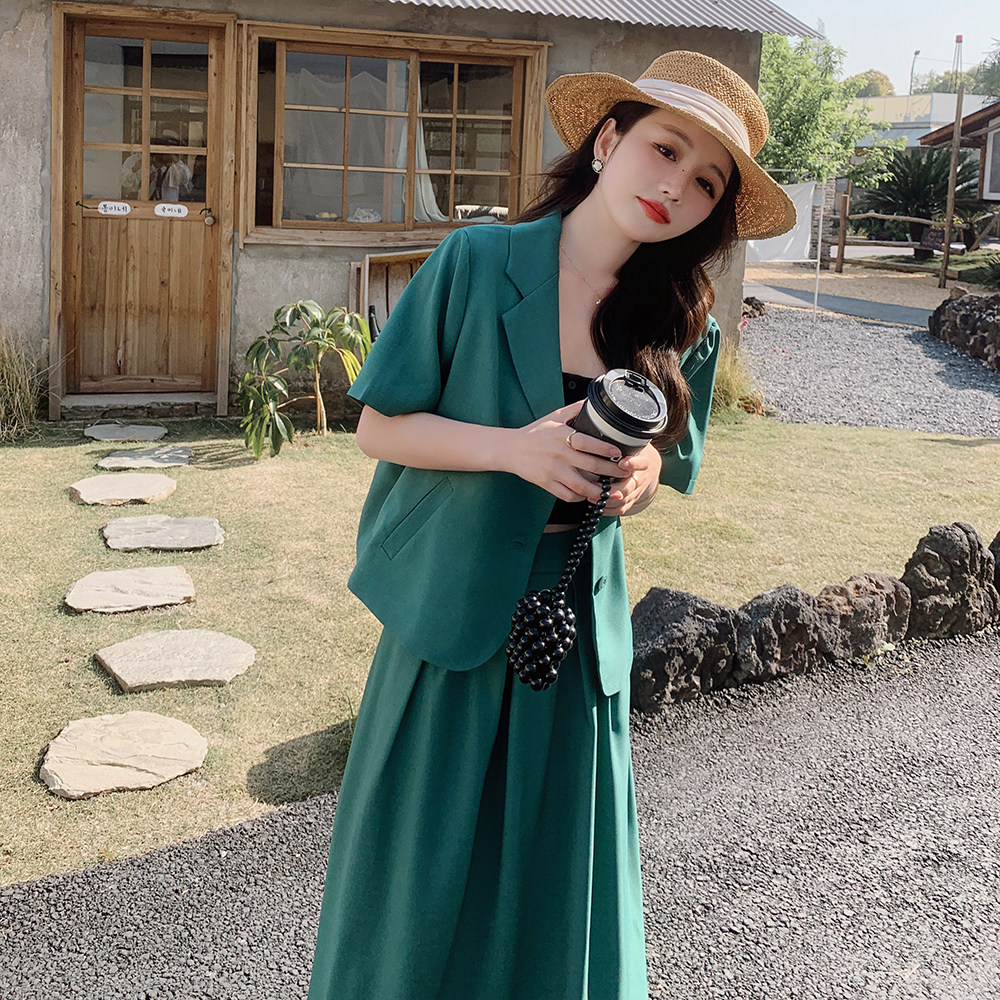 现货夏季韩版宽松西装套装上衣+半身裙235-K12-P135-控188，女装套装/套裙，金十上