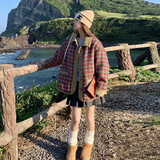 【现货】格子粗花呢领子可拆卸内胆兔毛外套235-350-P185-控278，女装短外套，金十上
