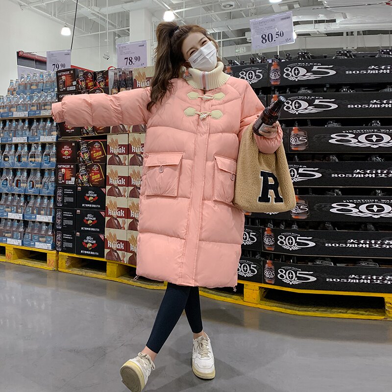 【现货】牛角扣中长款棉服外套235-9956-P195-控278,女装棉衣/棉服,金十上