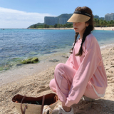 现货春装休闲时尚粉色两件套卫衣235-K5-P155-控218，女装运动套装，金十上