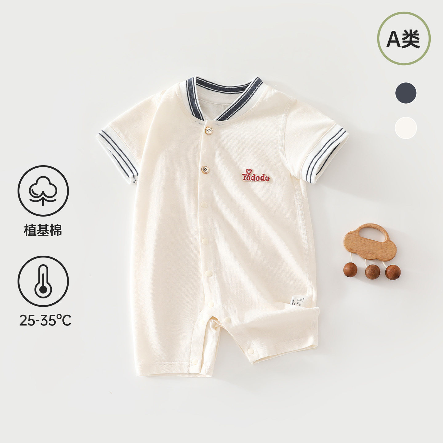 0-2岁夏季短袖网眼连体衣婴儿童宝宝弹力棉a类爬服棒球领外出哈衣图片