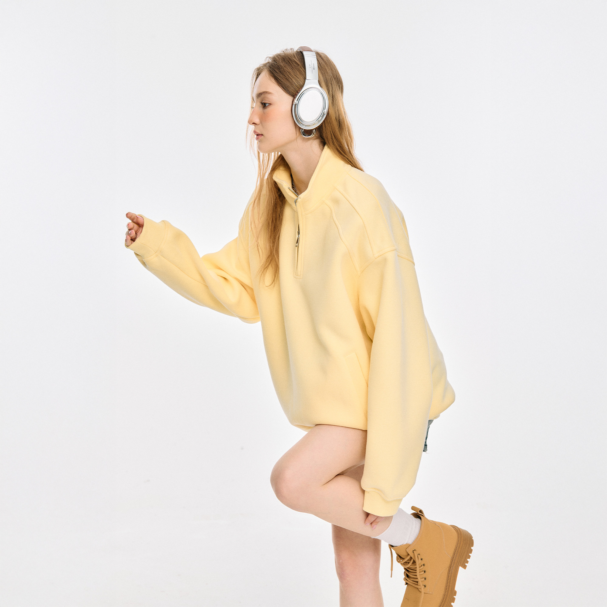 美式复古纯色半拉链卫衣外套女春秋2025新款街头宽松长袖立领上衣,女装/女士精品,卫衣/绒衫,淘宝优惠券,粉丝福利购,淘宝优惠卷