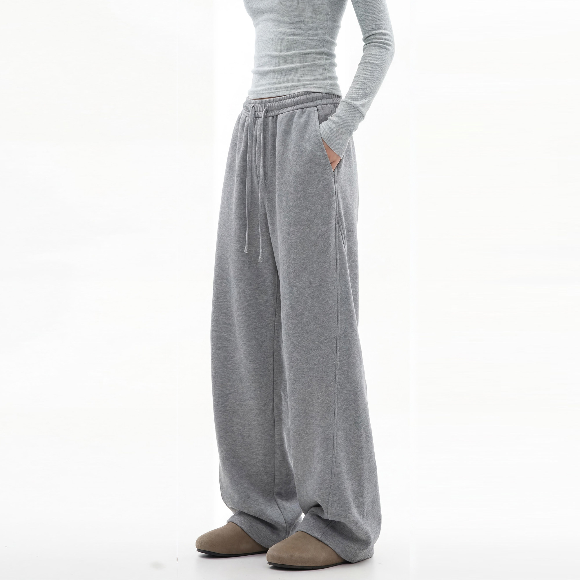 美式复古垂感直筒运动卫裤女春季新款阔腿宽松休闲弯刀裤拖地裤子,女装/女士精品,卫裤,淘宝优惠券,粉丝福利购,淘宝优惠卷