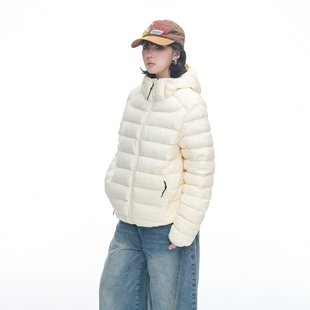 美式连帽轻薄排骨羽绒服外套女冬季宽松短款保暖防寒白鸭绒上衣潮