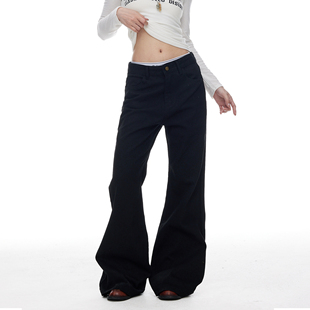 美式复古黑色加绒休闲工装裤女冬季直筒宽松显瘦加厚保暖拖地裤子