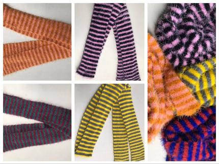 A076 化纤味偏重慎拍，仿貂绒条纹春秋冬季百搭围巾 200*9