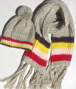 3111 外贸马海毛春秋冬保暖防风围巾帽子