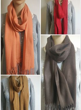 9805外贸春秋冬季仿羊绒梭织经典款素色百搭围巾