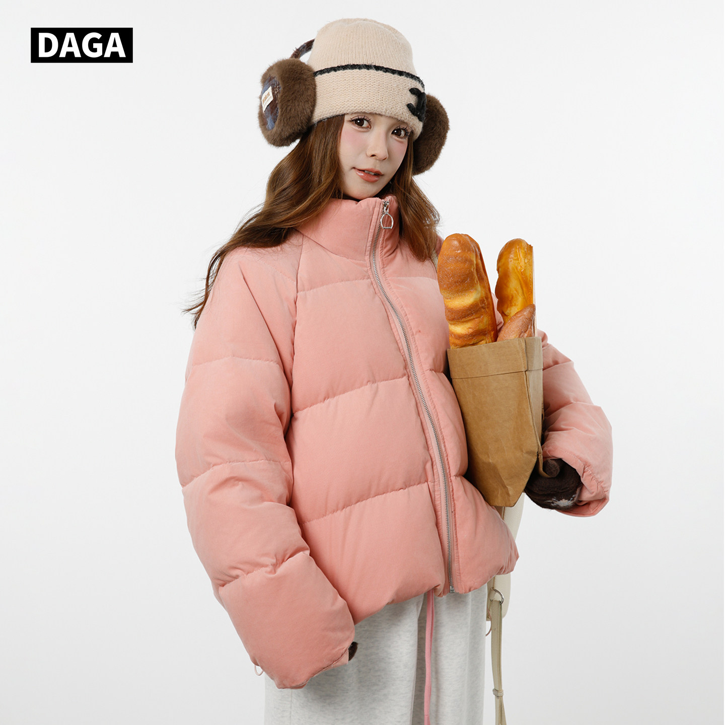 大嘎daga【蜜桃少女】冬季温柔元气穿搭立领面包服短款羽绒服外套,女装/女士精品,羽绒服,淘宝优惠券,粉丝福利购,淘宝优惠卷