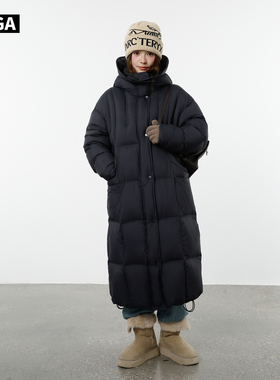 大嘎daga藏青色长款羽绒服女2025新款东北哈尔滨抗寒加厚保暖外套