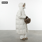 高级感小众设计白色长款 大嘎daga 极光 羽绒服女连帽防风厚外套