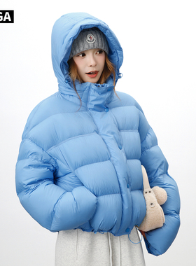 大嘎daga泡芙2.0 时尚洋气龟背短款羽绒服女高充绒量90白鸭绒外套
