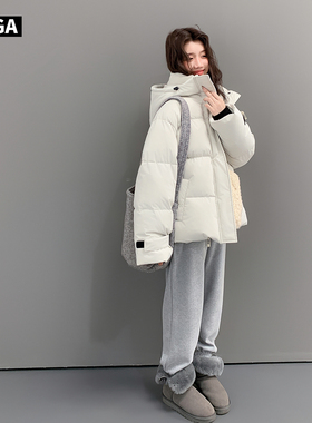 【嫩草推荐】大嘎daga韩货精致三防短款羽绒服女宽松90白鸭绒外套