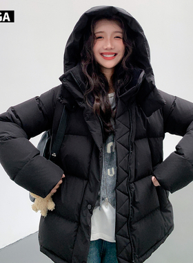 大嘎daga显瘦百搭黑色短款羽绒服女高级感90白鸭绒外套冬2026新款