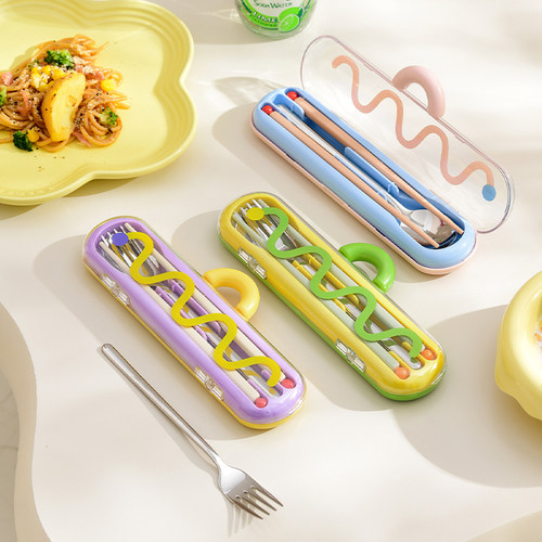 筷子勺子套装一人用便携式餐具筷子外出携带304不锈钢勺子收纳盒