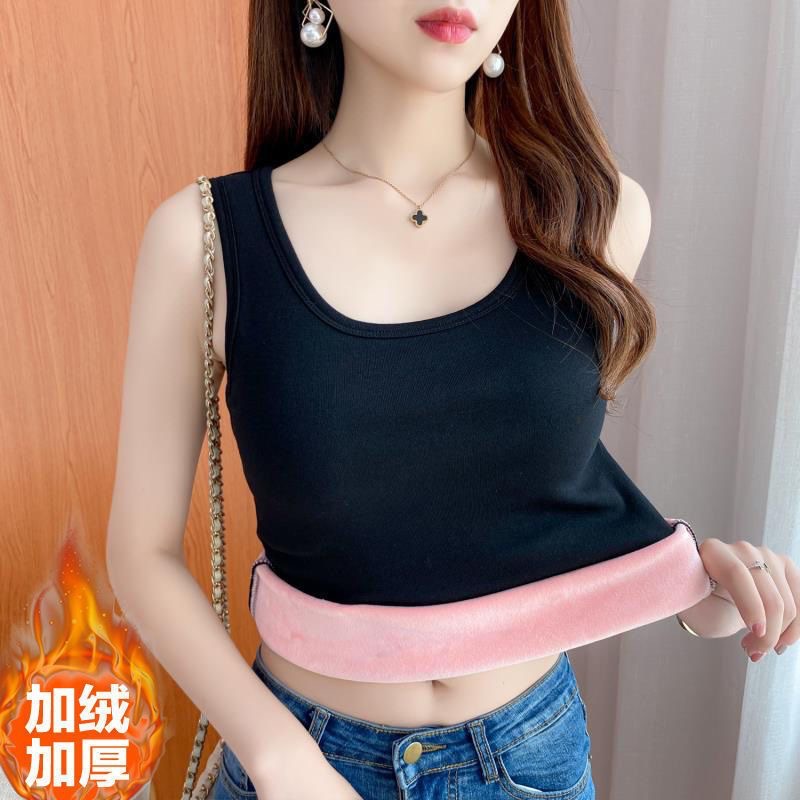 保暖背心女加绒加厚上衣女内搭打底背心女秋款无袖打底衫一件