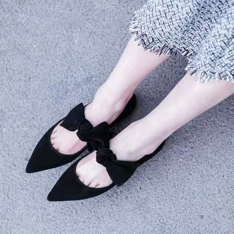 大小码鞋2025四季新款女鞋浅口百搭尖头平底鞋蝴蝶结41黑色43单鞋,女鞋,浅口单鞋,淘宝优惠券,粉丝福利购,淘宝优惠卷
