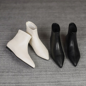 软底百搭马丁靴41 小码 及裸靴313233尖头平底内增高短靴女大码