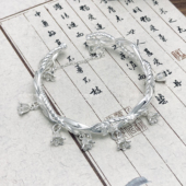 铃兰花蝴蝶麻花银手镯足银9999新中式 小众精致重工开口纯银镯子