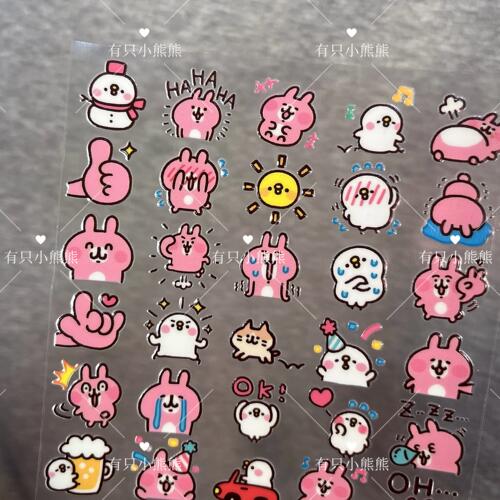 卡通可爱卡娜赫拉转印贴纸小兔子趣味贴画diy牙刷防水无痕车贴