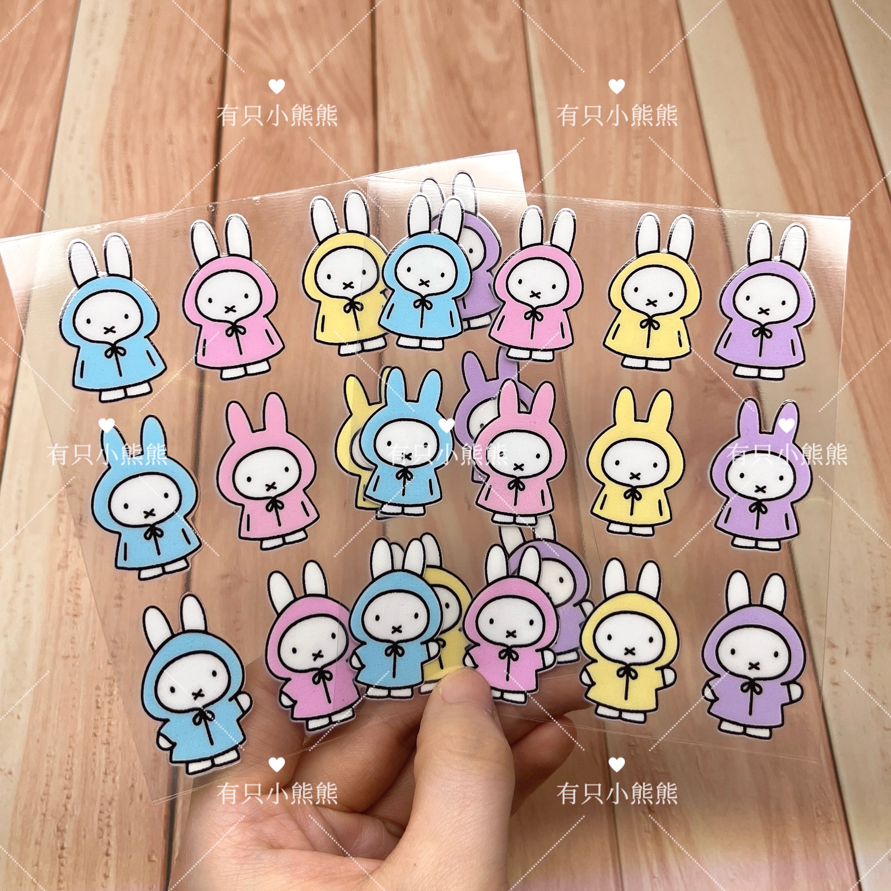 雨衣米菲兔转印贴miffy可爱简笔兔卡通贴纸文创素材贴diy牙刷防水