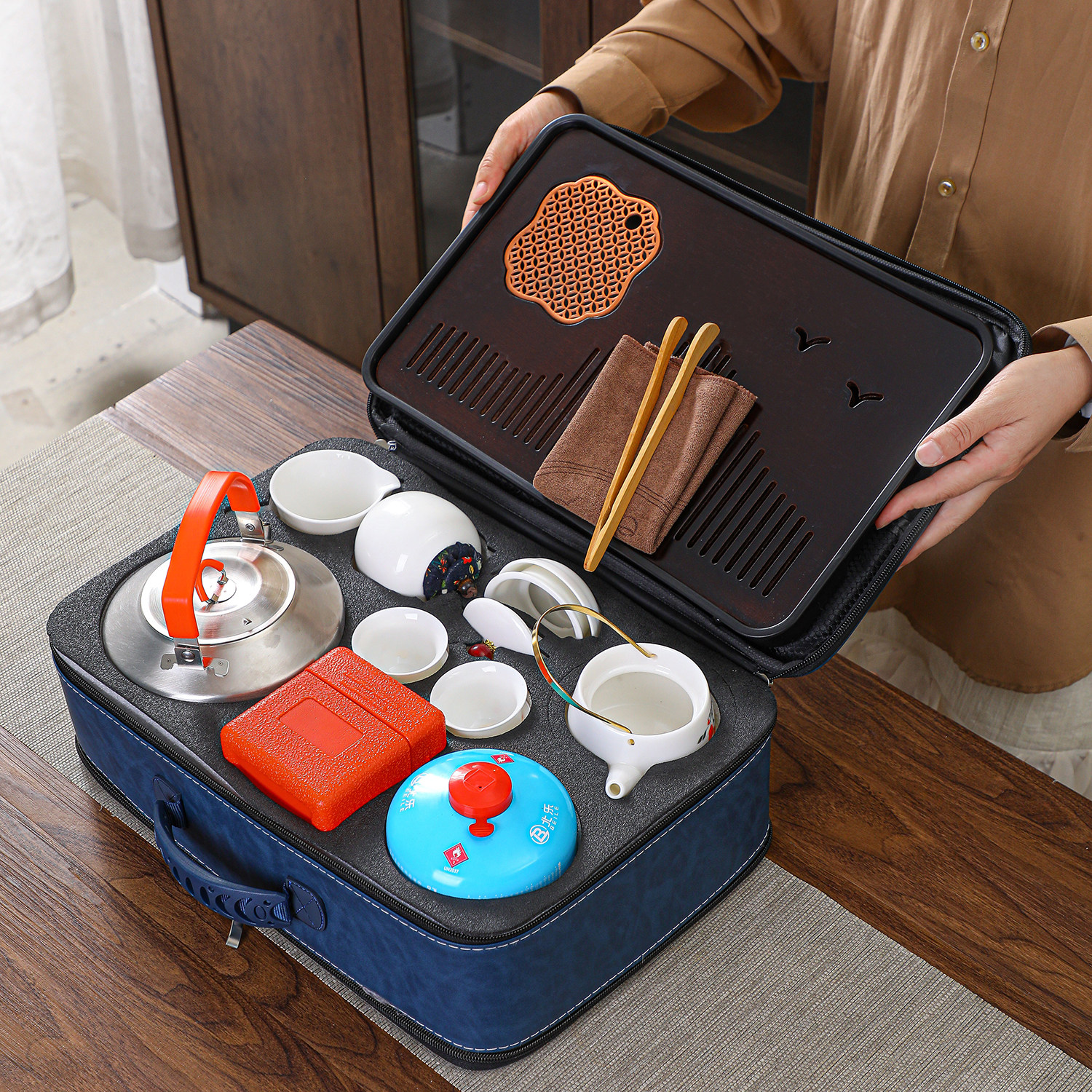 户外露营便携式旅行茶具套装多功能车载围炉煮茶烧水壶茶杯整套,餐饮具,旅行茶具,淘宝优惠券,粉丝福利购,淘宝优惠卷