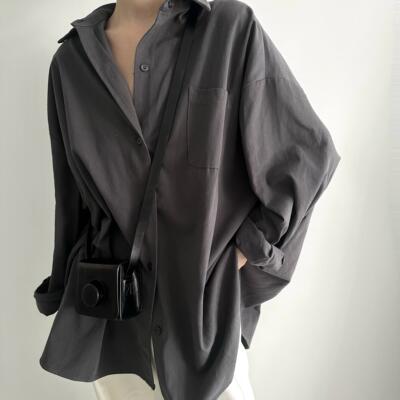 宽松暗黑冷淡风长袖衬衫