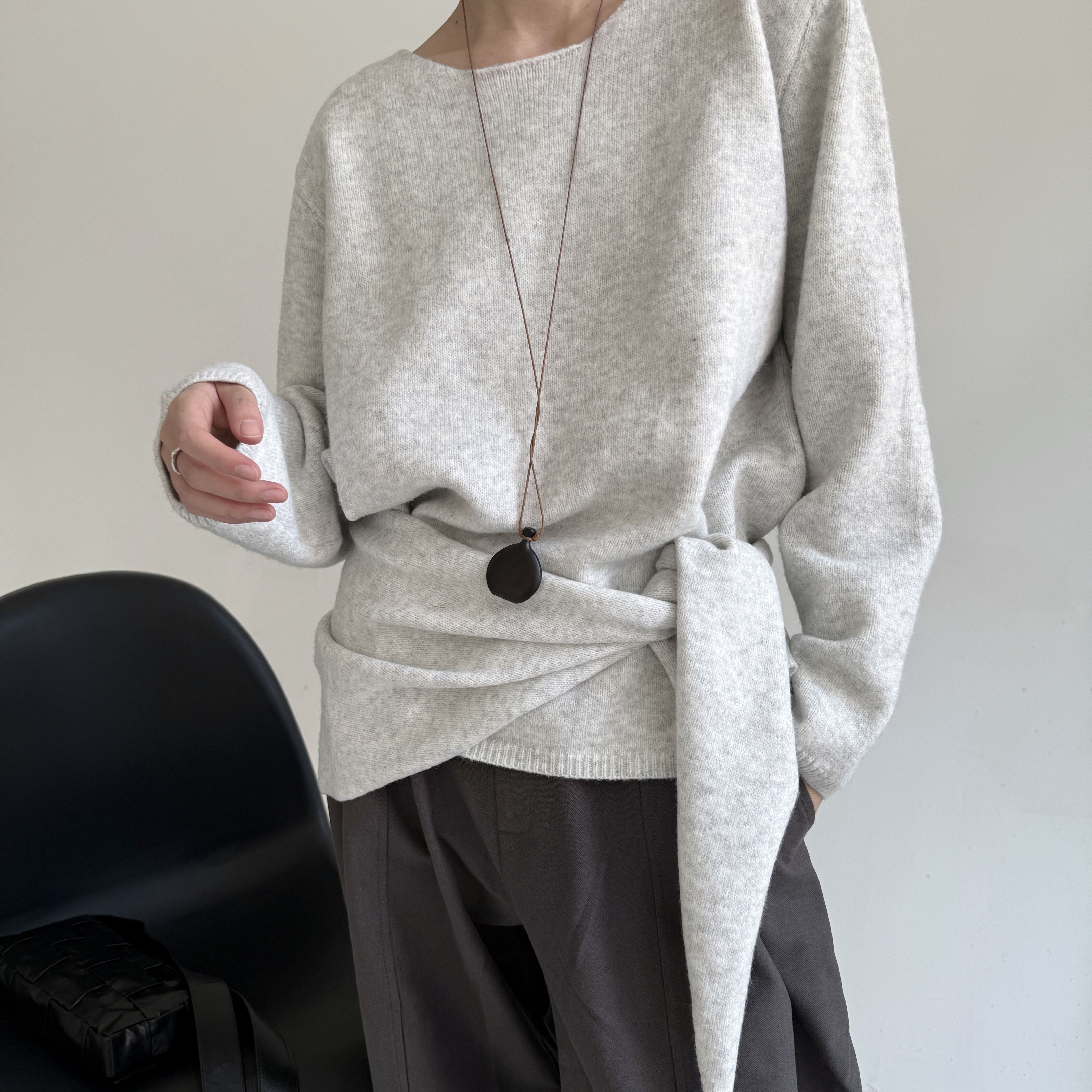 多种穿法设计感腰巾屁帘毛衣