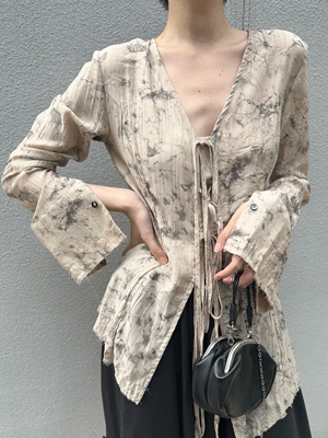 宽松暗黑风棉印花设计衬衫