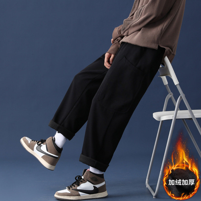 冬季新款中性蓝底港风大码纯色加绒加厚工装裤M-5XL-KZ1007-P55,男装工装外套,星座417-1（原电商B245）