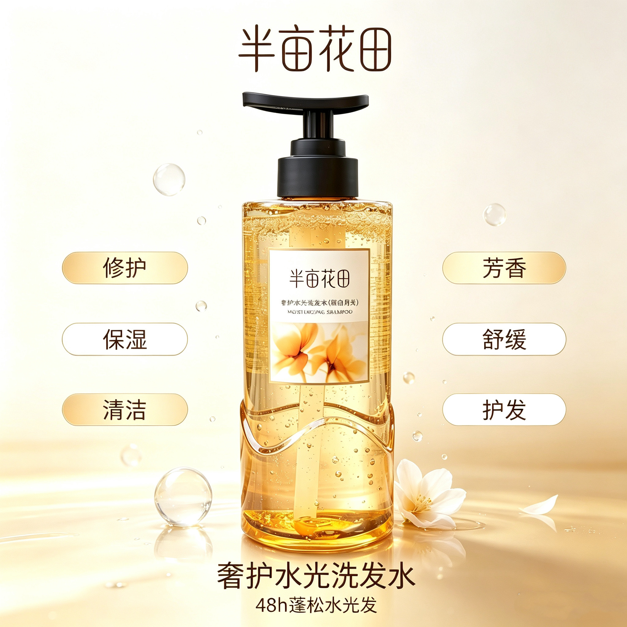 半亩花田奢护水光洗发水保湿清洁修护芳香洗发露干枯发质正品